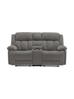 Causeuse inclinable électrique grise TOCO Meubles avec console centrale, porte-gobelets et assises en tissu polyester