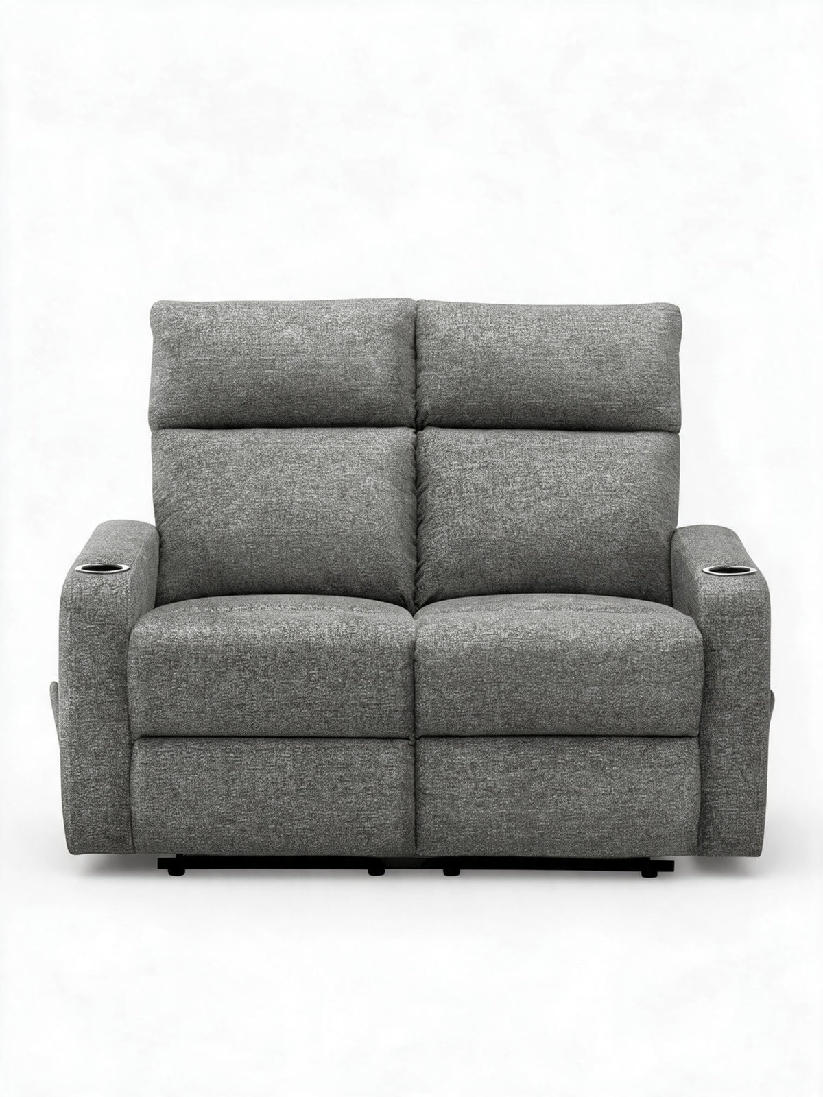 Causeuse inclinable grise TOCO Meubles à deux places avec porte-gobelets intégrés et assise à ressorts ensachés