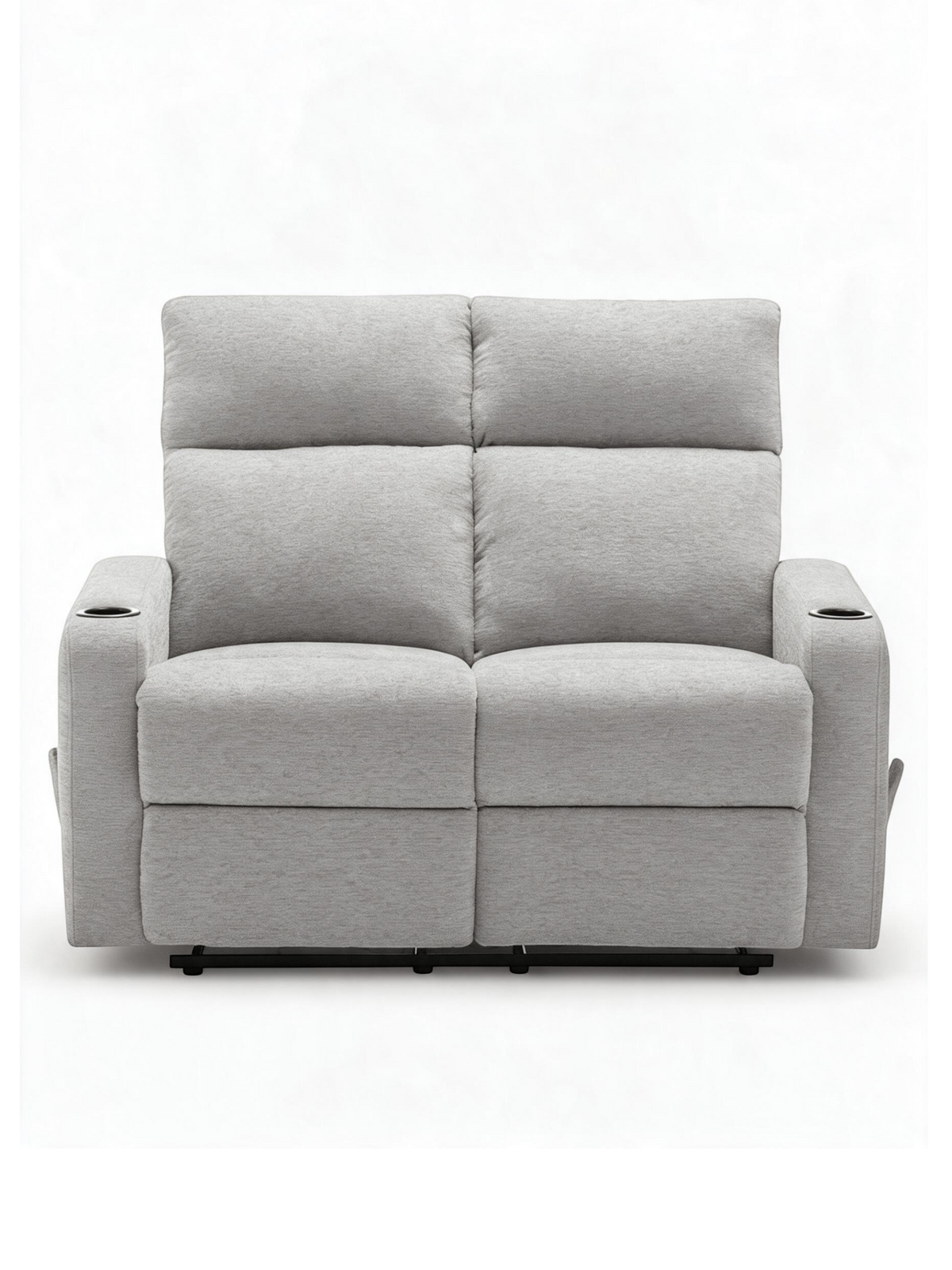 Causeuse inclinable TOCO Meubles Maxima grise à deux places avec porte-gobelets intégrés et assise confortable