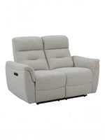 Causeuse inclinable Hudson de TOCO Meubles en tissu gris clair avec accoudoirs rembourrés et design moderne