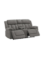 Causeuse inclinable électrique grise TOCO Meubles avec console centrale, porte-gobelets et ports USB intégrés