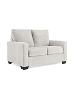 Causeuse-lit Jabari de TOCO Meubles en tissu gris clair texturé avec pieds noirs, design contemporain et confortable