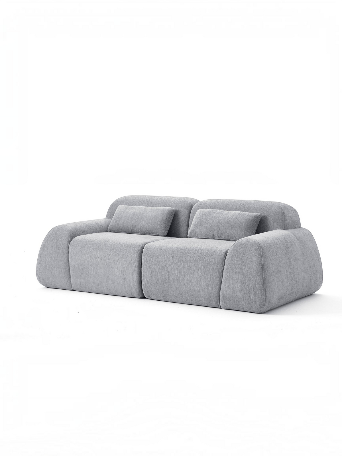 Causeuse modulaire grise Mia de TOCO Meubles au design contemporain avec deux coussins et tissu texturé
