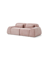 Causeuse modulaire rose TOCO Meubles au design contemporain avec deux coussins décoratifs et tissu texturé