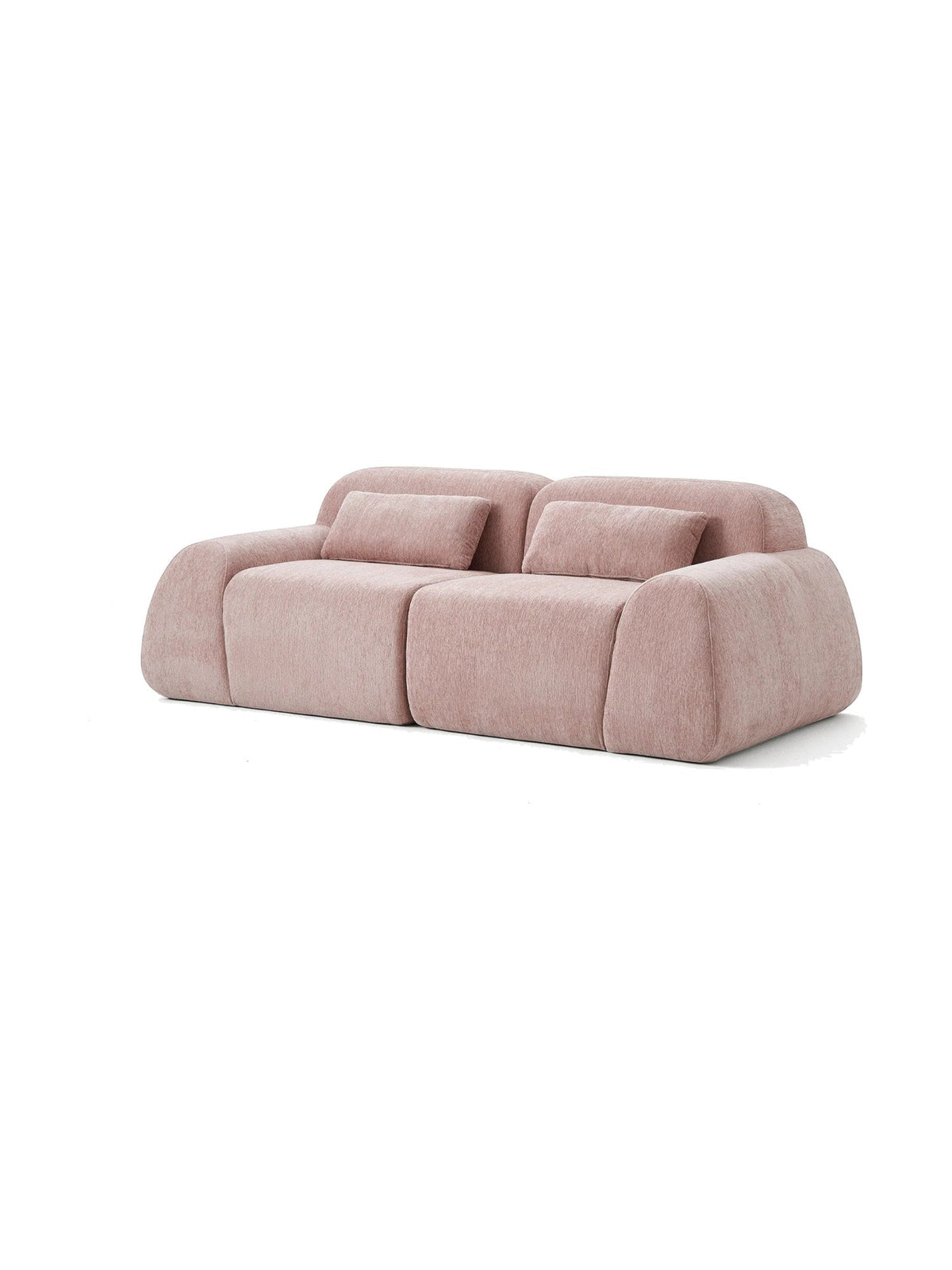 Causeuse modulaire rose TOCO Meubles au design contemporain avec deux coussins décoratifs et tissu texturé