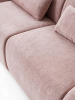 Causeuse modulaire rose TOCO Meubles au design contemporain avec deux coussins décoratifs et tissu texturé
