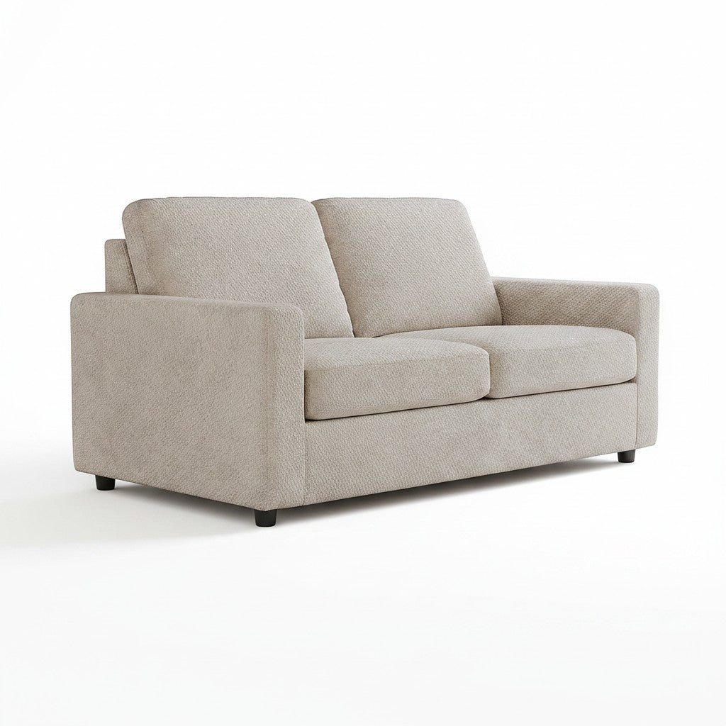 Causeuse Nuru beige en tissu texturé de TOCO Meubles, 2 places, style moderne et confortable.