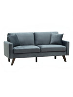 Causeuse Royal en velours gris anthracite de TOCO Meubles, avec 2 coussins décoratifs et pieds en bois.