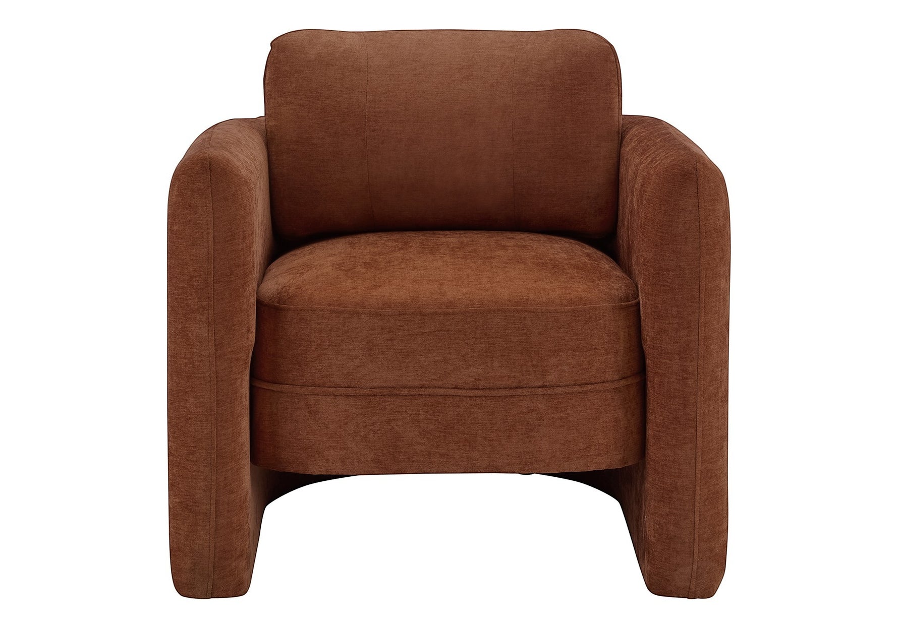 TOCO Meubles Chaise d'appoint Altea marron en tissu, style tonneau avec dossier incurvé et assise enveloppante.