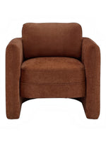 TOCO Meubles Chaise d'appoint Altea marron en tissu, style tonneau avec dossier incurvé et assise enveloppante.