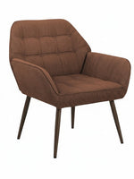 Chaise d'appoint Belinda TOCO Meubles en tissu brun texturé avec dossier capitonné et pieds en bois foncé