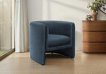 TOCO Meubles Chaise d'appoint Océan bleu marine en tissu texturé, style tonneau moderne, assise confortable.