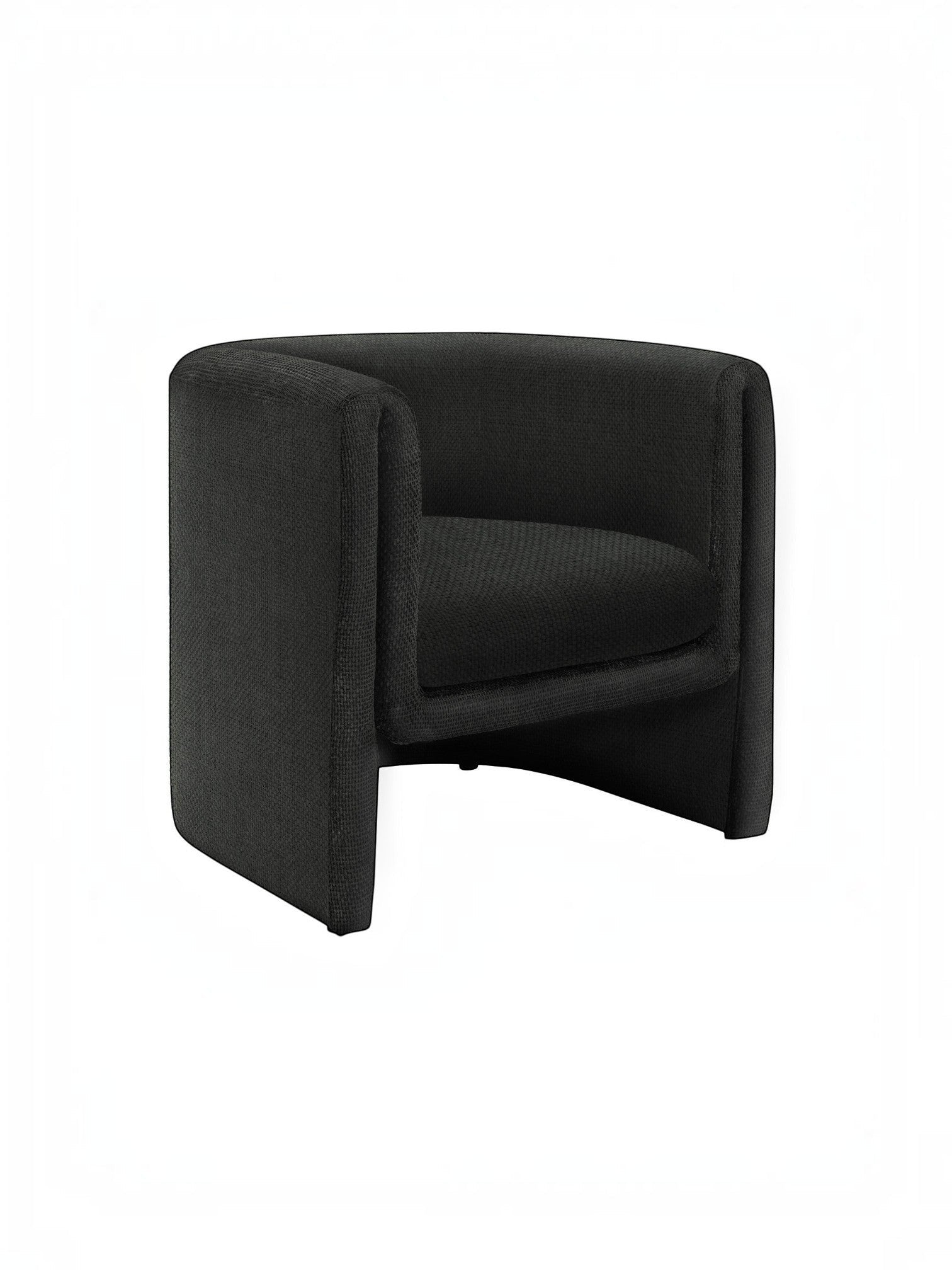 TOCO Meubles Chaise d'appoint Océan noire, style tonneau, rembourrée, tissu texturé.