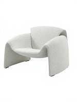 Chaise d'appoint Onda TOCO Meubles en tissu bouclette blanc avec structure en contreplaqué incurvée
