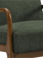 Chaise d'appoint Ulysse TOCO Meubles en tissu vert texturé avec accoudoirs en bois courbé au design contemporain