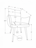 Schéma technique des dimensions de la chaise Bali TOCO Meubles avec assise rembourrée et pieds en métal