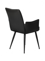 Chaise Bali TOCO Meubles noire en similicuir avec dossier rembourré et pieds en métal noir vue de dos