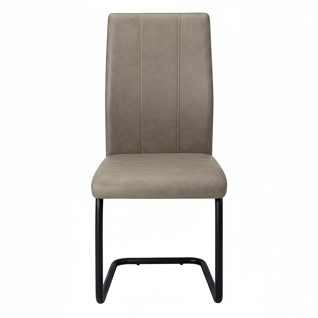 Chaise de salle à manger taupe Baxter TOCO Meubles en suède avec base en métal noir