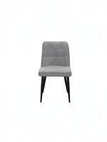 Chaise de salle à manger TOCO Meubles Beaulieu en tissu bouclé gris avec pieds en métal noir mat