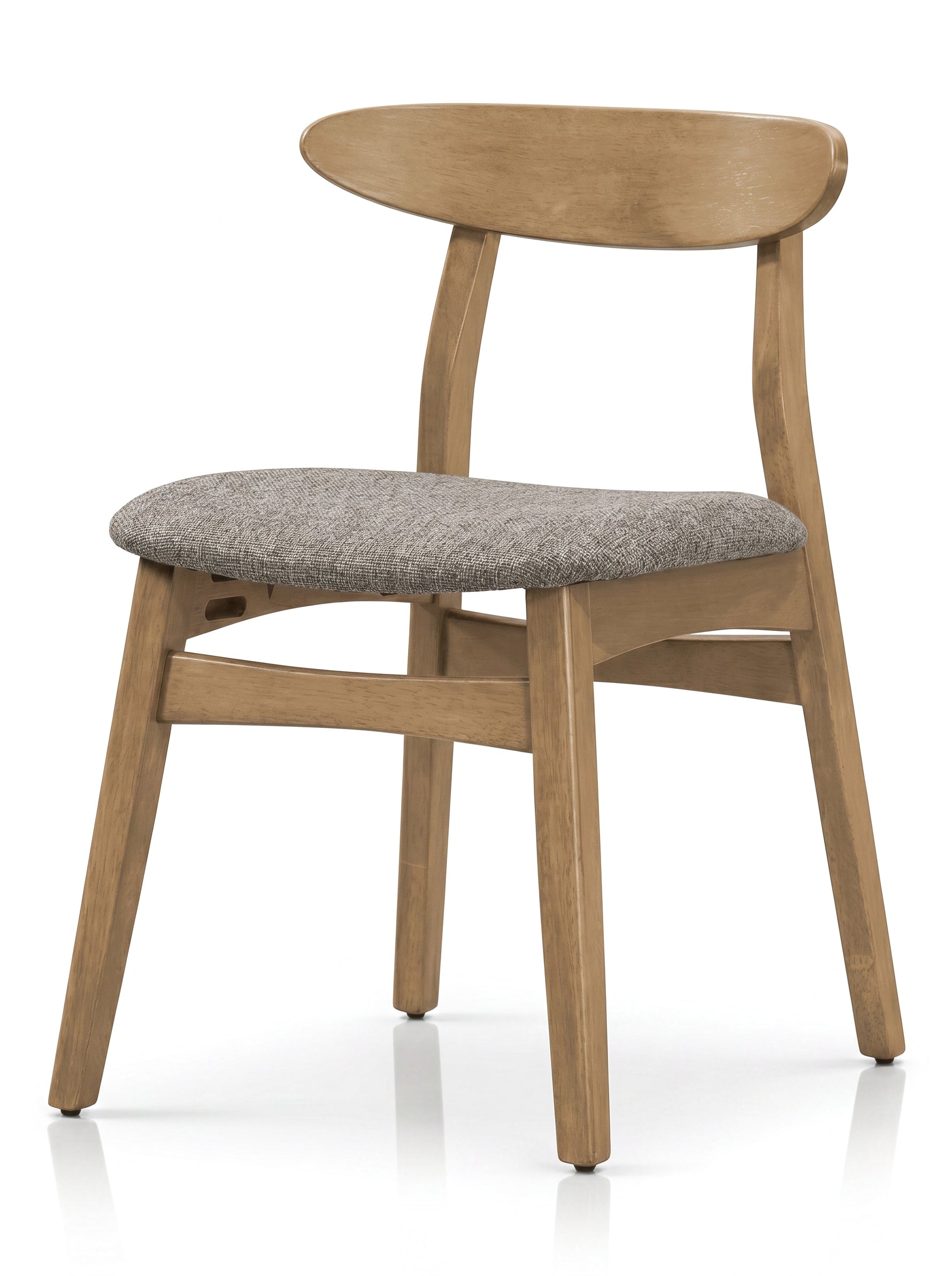 Chaise de salle à manger TOCO Meubles Venice en bois massif avec assise rembourrée en tissu gris style scandinave