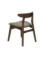 Chaise de salle à manger TOCO Meubles Venice en bois massif foncé avec assise rembourrée en tissu gris texturé