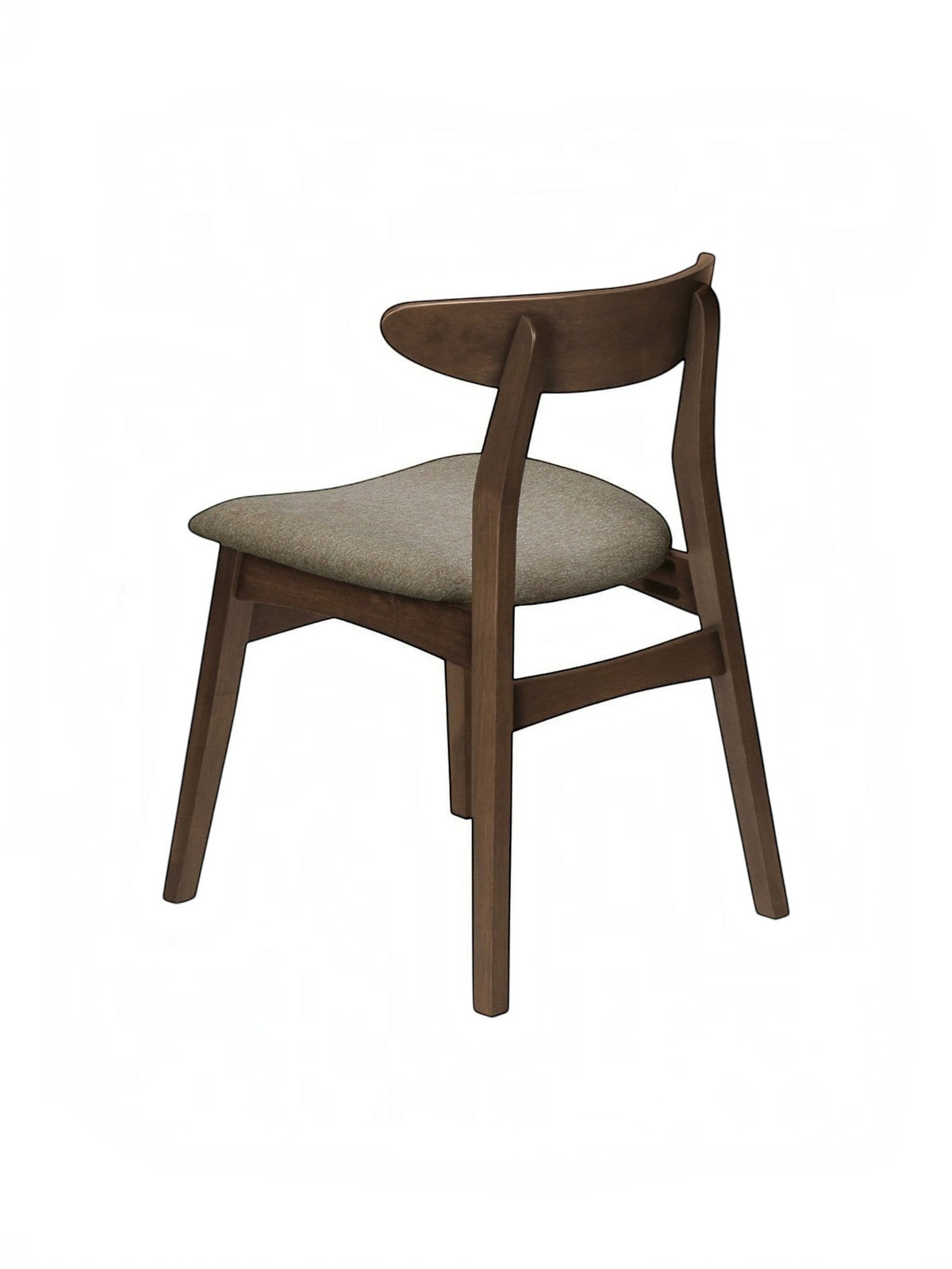 Chaise de salle à manger TOCO Meubles Venice en bois massif foncé avec assise rembourrée en tissu gris texturé
