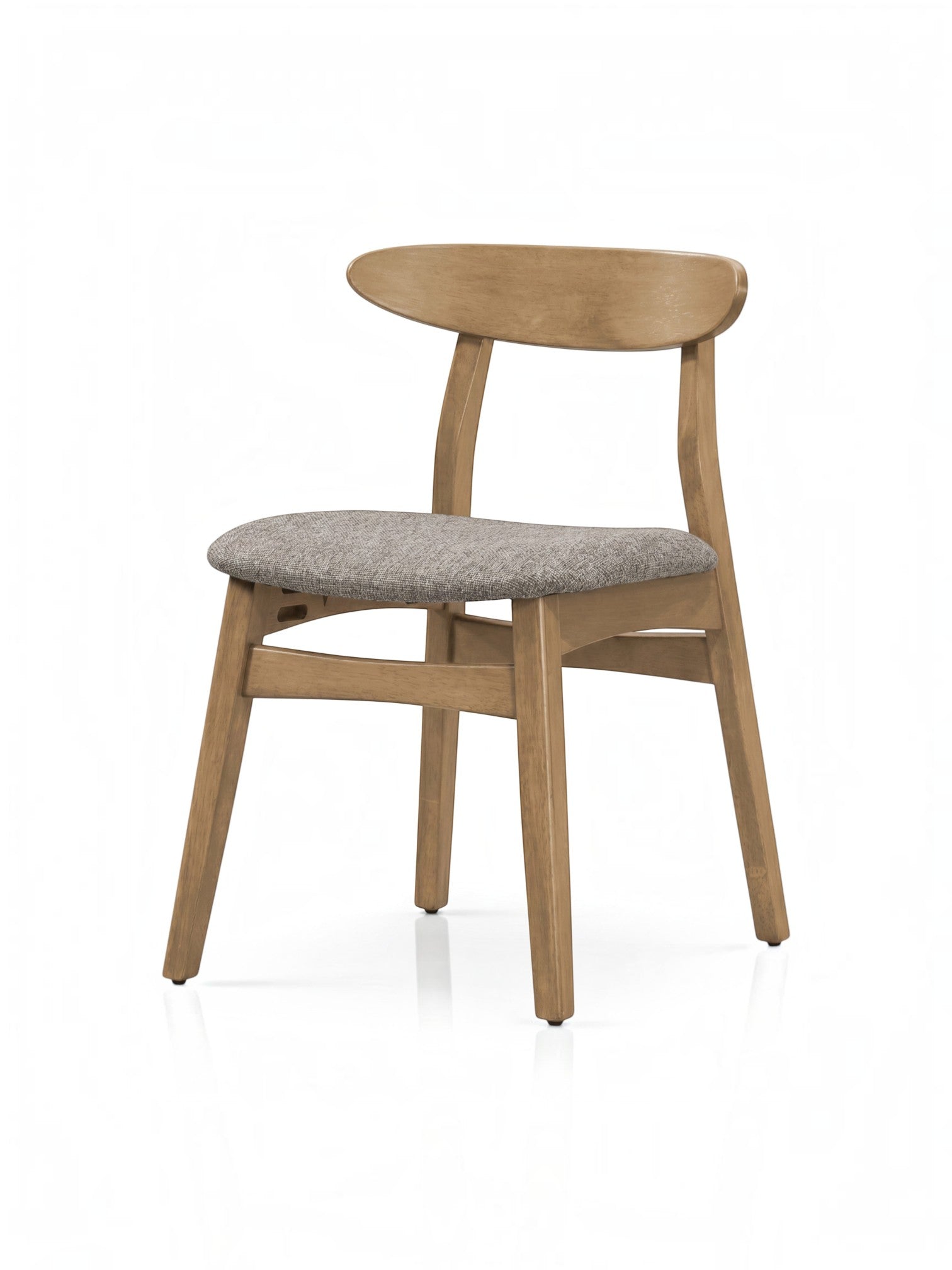 Chaise de salle à manger TOCO Meubles Venice en bois massif avec assise rembourrée en tissu gris style scandinave