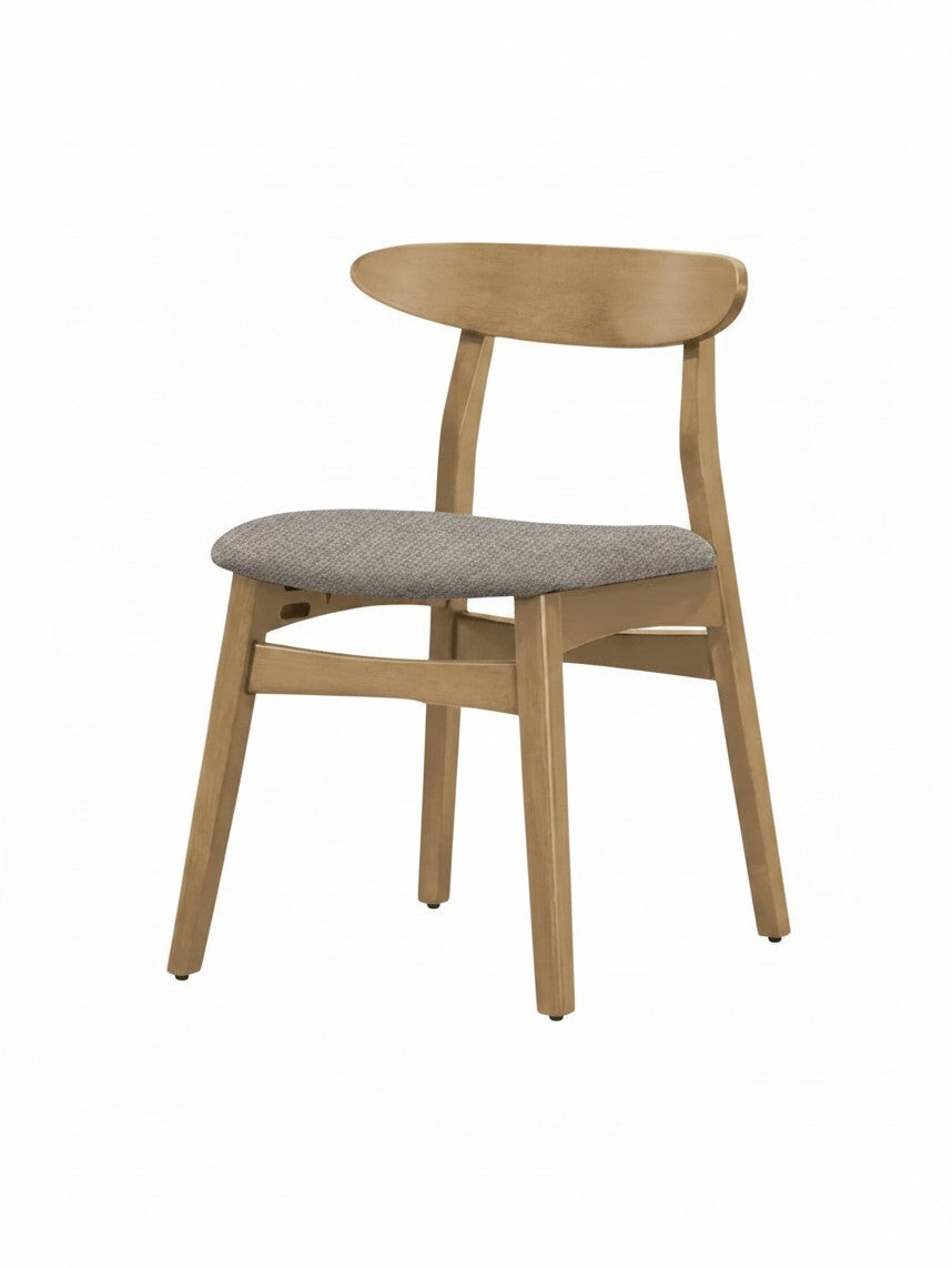 Chaise de salle à manger Venice TOCO Meubles en bois massif avec assise rembourrée en tissu gris style scandinave