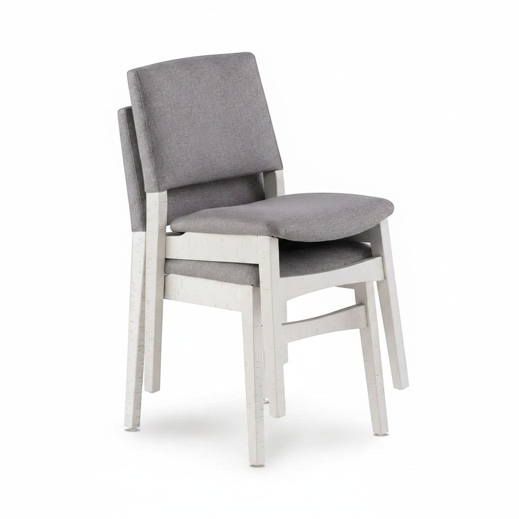 TOCO Meubles Chaises Transformer empilables en bouleau canadien avec tissu gris, design moderne et confortable.