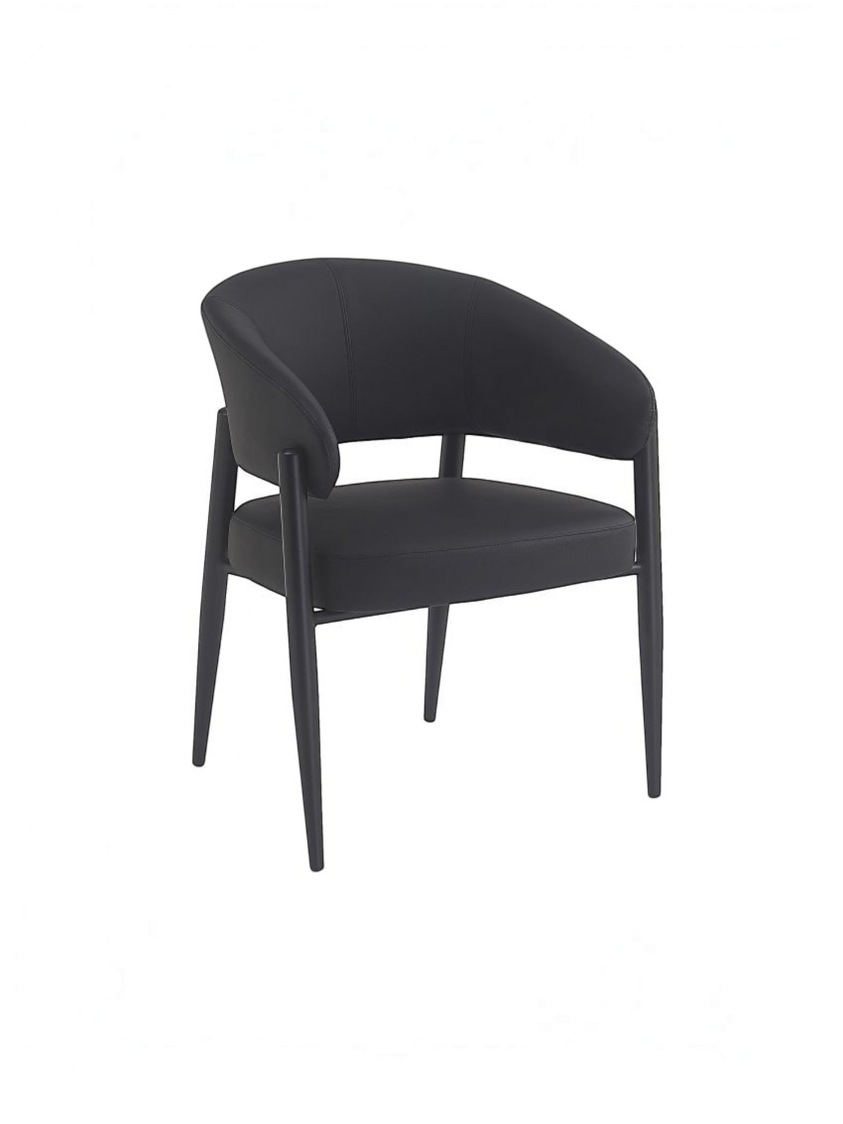 Chaise de salle à manger Bronso par TOCO Meubles en similicuir noir avec dossier courbé et pieds en métal noir mat
