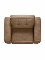 Chaise Célestin TOCO Meubles en cuir marron avec dossier capitonné vue de dessus