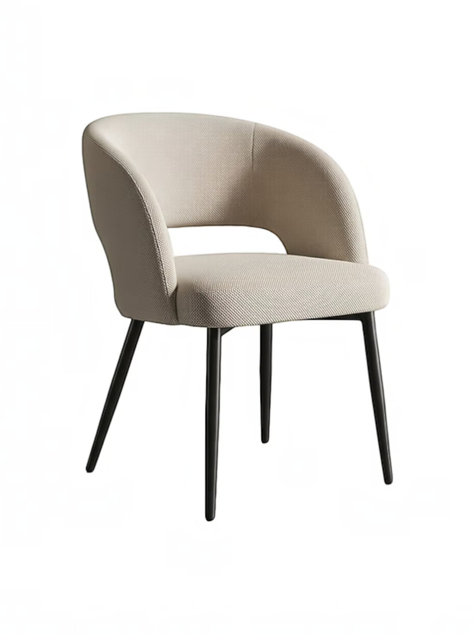 Chaise de cuisine TOCO Meubles Kamilia beige avec dossier enveloppant et pieds en métal noir