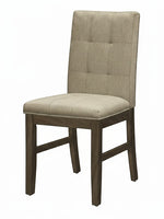 Chaise de cuisine TOCO Meubles Véronika en tissu brun capitonné avec structure en bois massif gris