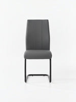 Chaise de cuisine Xena par TOCO Meubles en similicuir gris avec structure en métal noir et dossier surpiqué