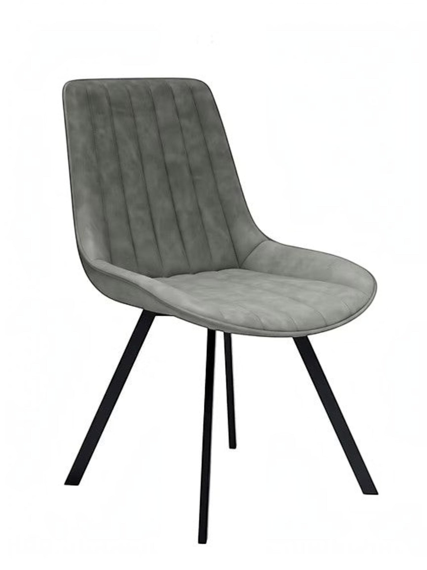 Chaise de cuisine Cynthia TOCO Meubles grise avec revêtement effet cuir et pieds en métal noir