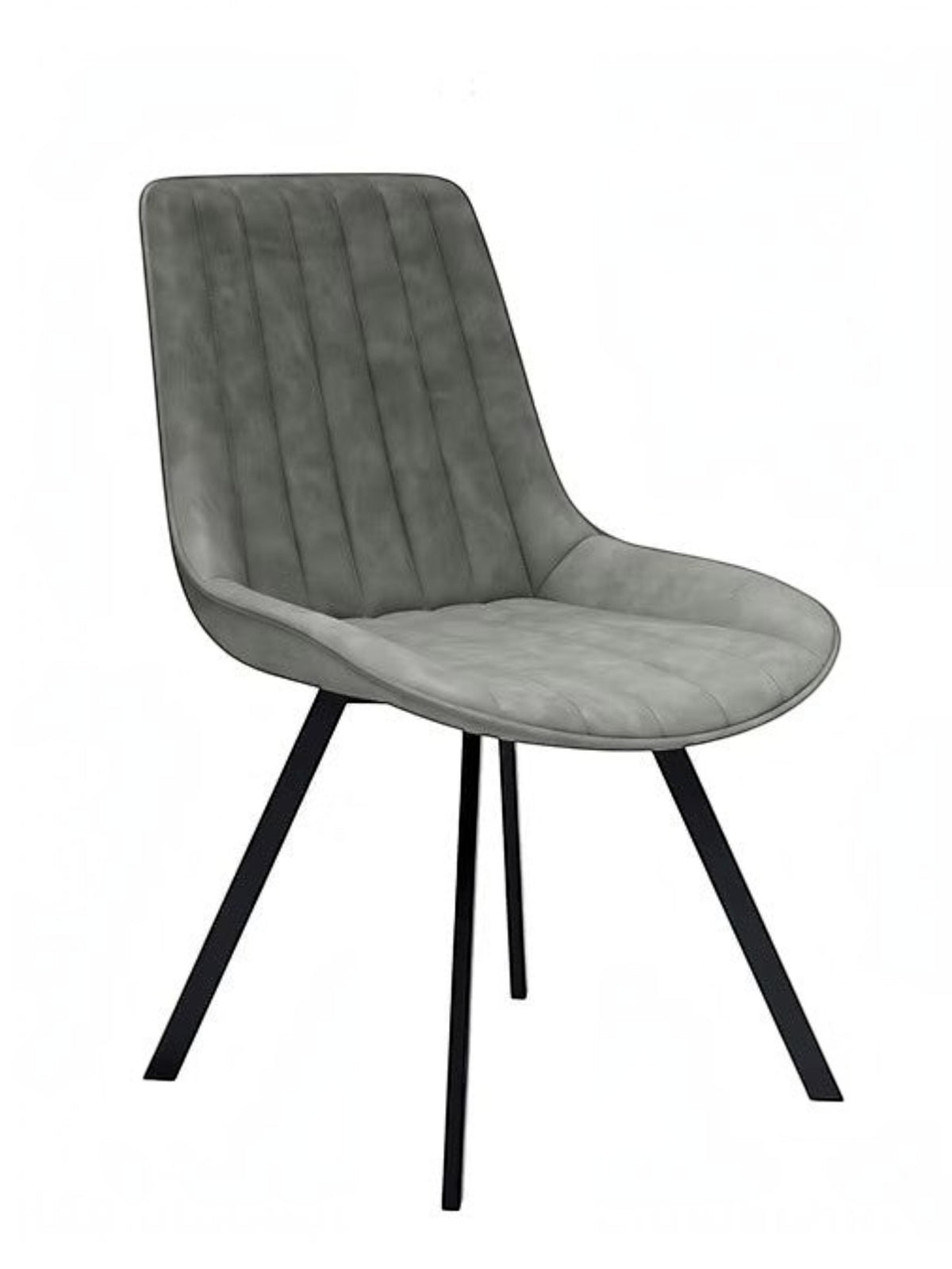 Chaise de cuisine Cynthia TOCO Meubles grise avec revêtement effet cuir et pieds en métal noir