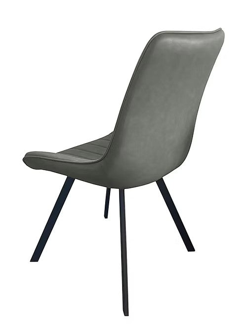 Chaise de cuisine Cynthia TOCO Meubles grise avec assise rembourrée et pieds en métal noir vue de dos