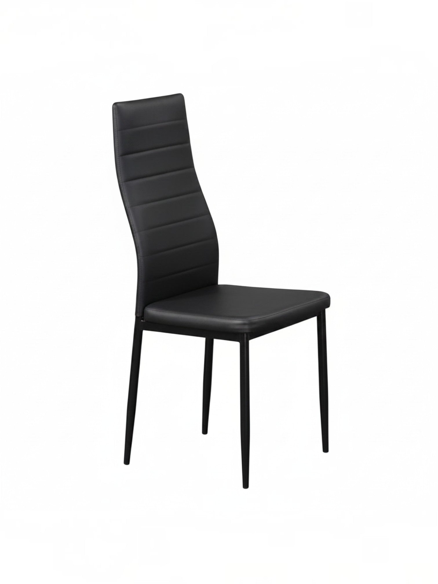 Chaise de cuisine TOCO Meubles noire au design moderne avec dossier haut capitonné et pieds en métal