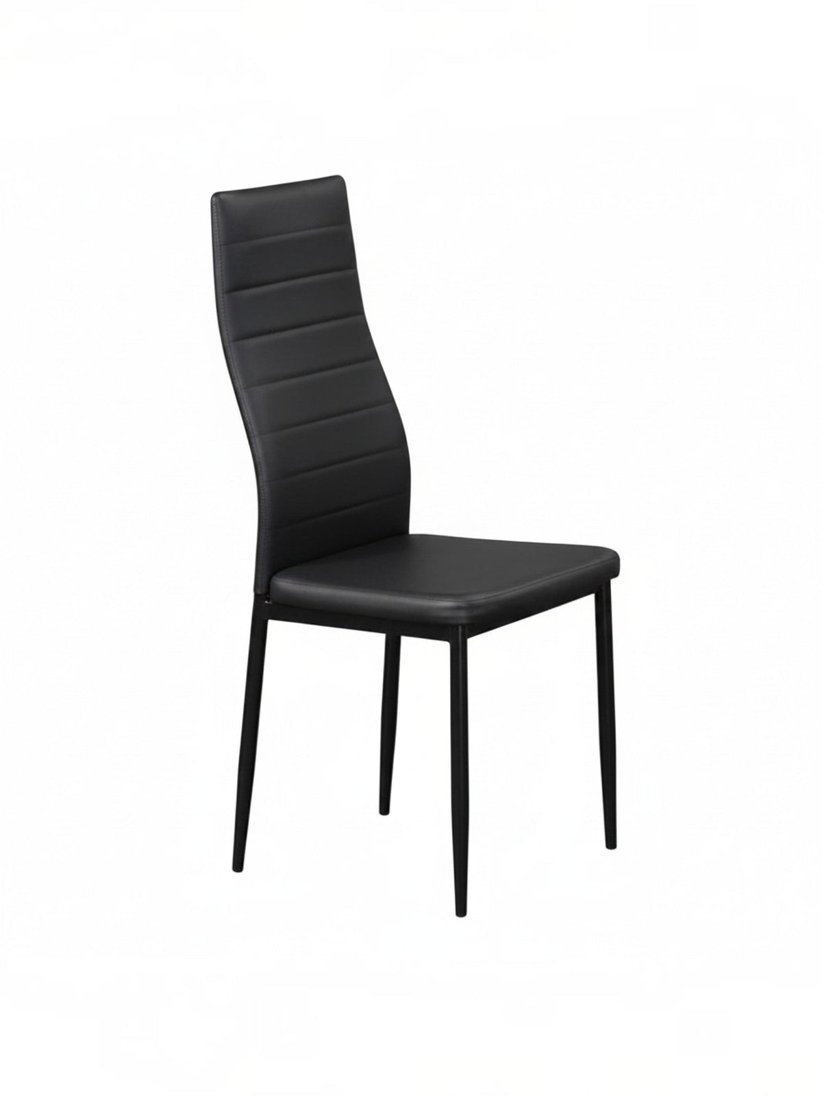 Chaise de cuisine TOCO Meubles noire au design moderne avec dossier haut capitonné et pieds en métal