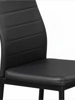 Chaise de cuisine TOCO Meubles noire en similicuir avec dossier rembourré à rayures horizontales