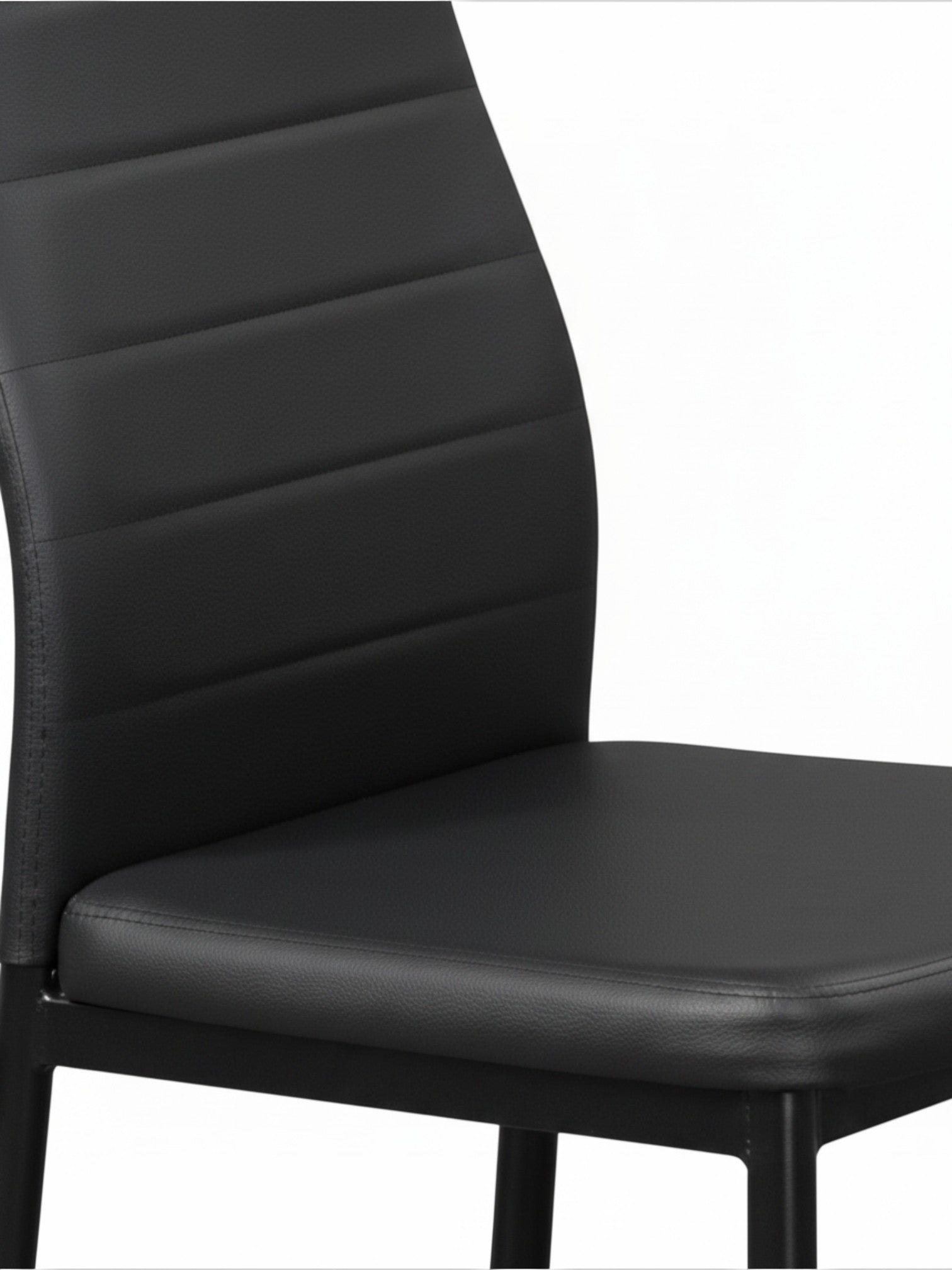 Chaise de cuisine TOCO Meubles noire en similicuir avec dossier rembourré à rayures horizontales