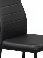 Chaise de cuisine TOCO Meubles noire en similicuir avec dossier rembourré à rayures horizontales