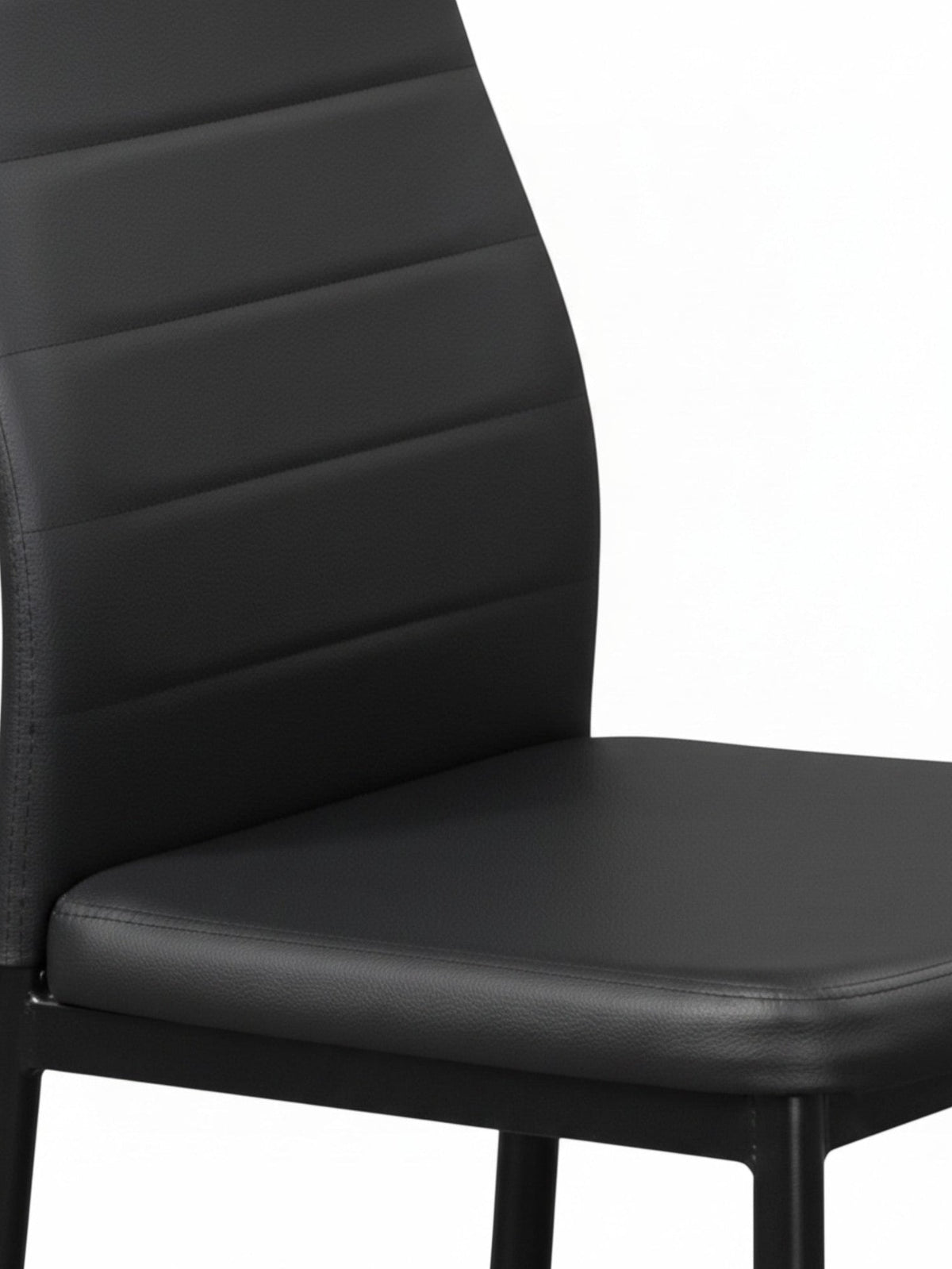 Chaise de cuisine TOCO Meubles noire en similicuir avec dossier rembourré à rayures horizontales