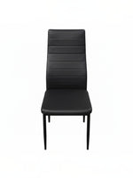 Chaise de cuisine TOCO Meubles noire en similicuir avec dossier haut à bandes horizontales et pieds en métal