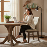 TOCO Meubles Chaise de cuisine Véronika en tissu brun capitonné avec pieds en bois gris
