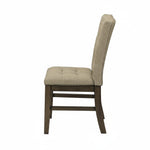 TOCO Meubles Chaise de cuisine Véronika, tissu brun capitonné, structure bois gris, dossier haut rembourré