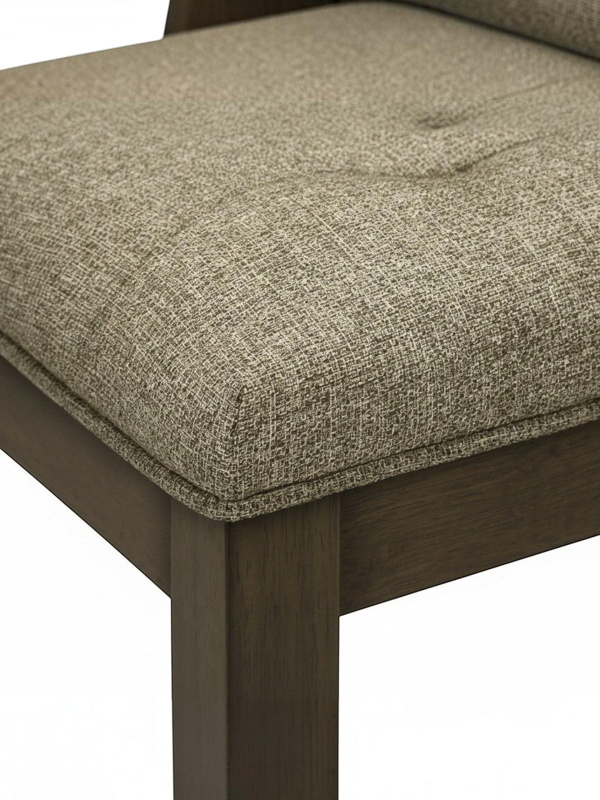 TOCO Meubles Chaise de cuisine Véronika, tissu brun capitonné, structure bois gris. Confortable et élégante.