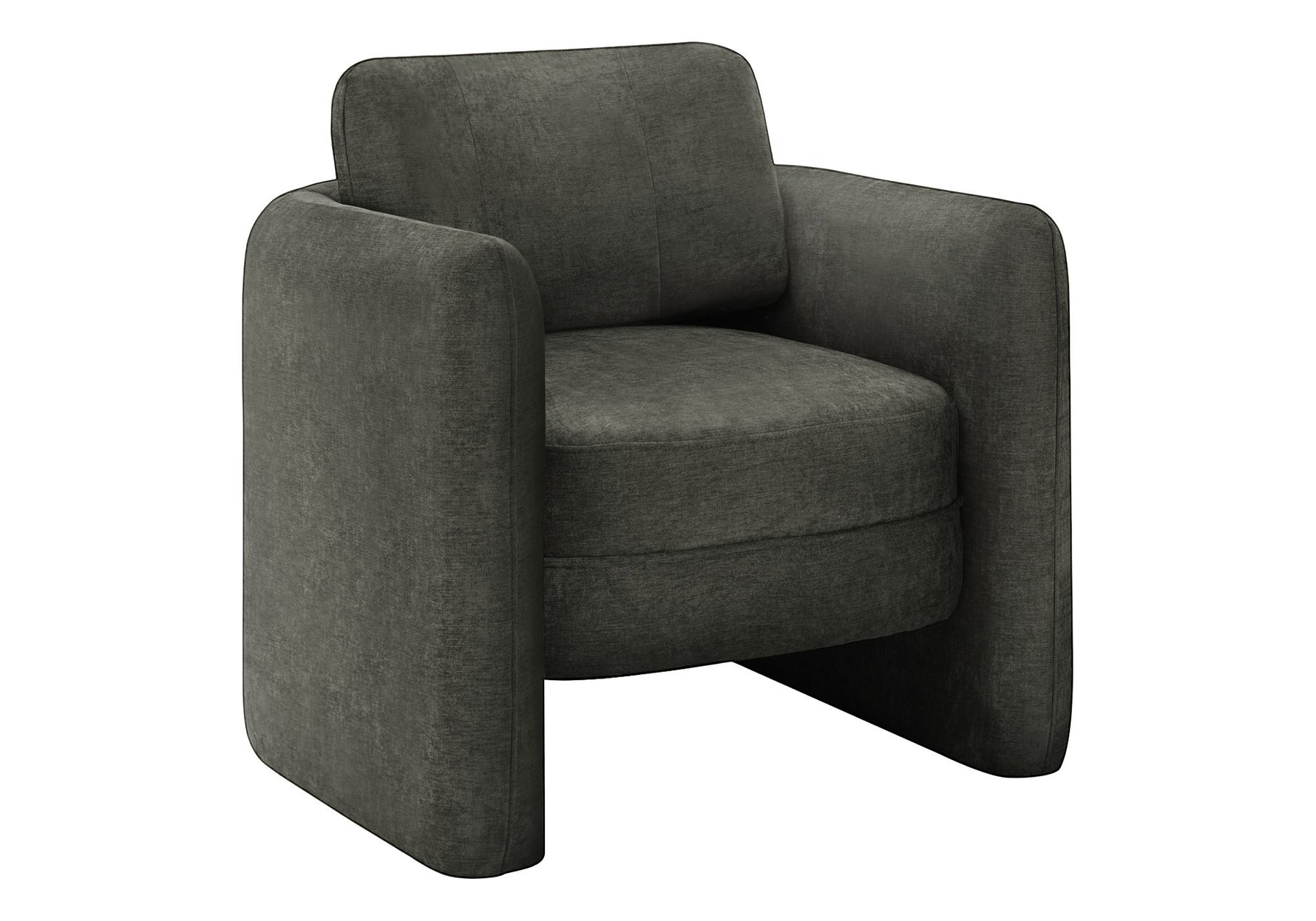 TOCO Meubles Chaise d'appoint Altea anthracite en tissu, style tonneau avec dossier incurvé et assise enveloppante.