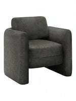 TOCO Meubles Chaise d'appoint Altea anthracite en tissu, style tonneau avec dossier incurvé et assise enveloppante.