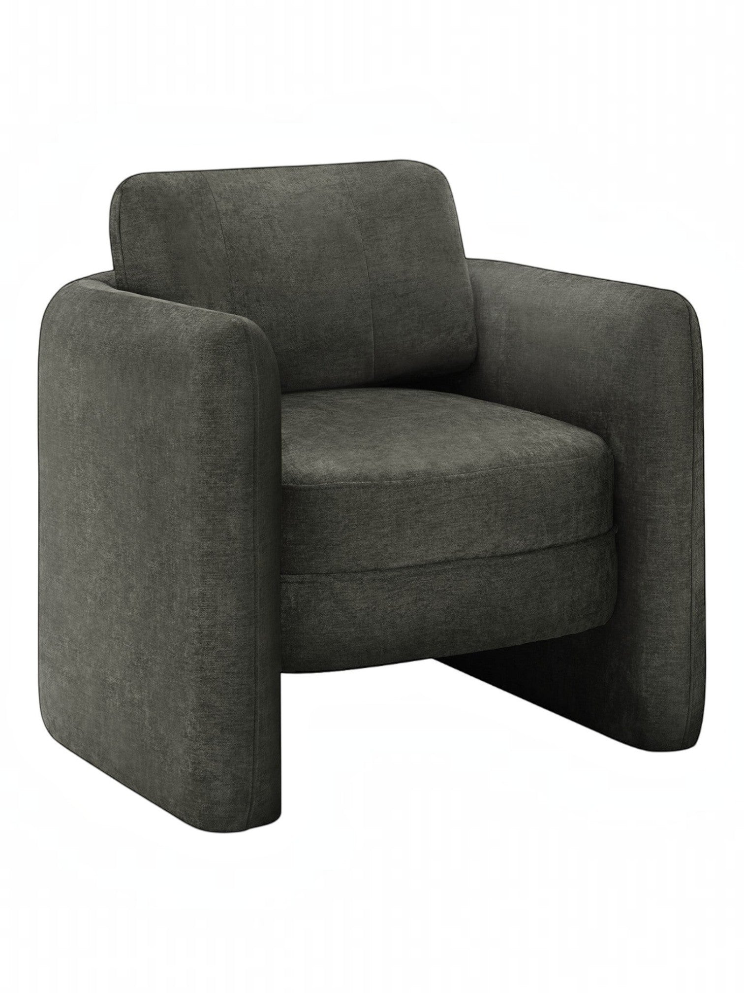 TOCO Meubles Chaise d'appoint Altea anthracite en tissu, style tonneau avec dossier incurvé et assise enveloppante.